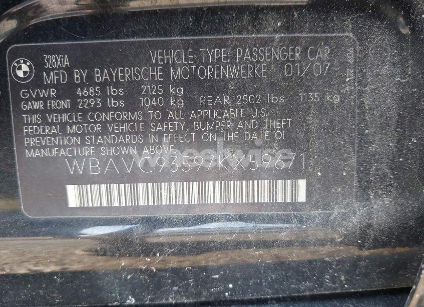 Photo 9 of 2007 Bmw 328xi (VIN WBAVC93597KX59671)