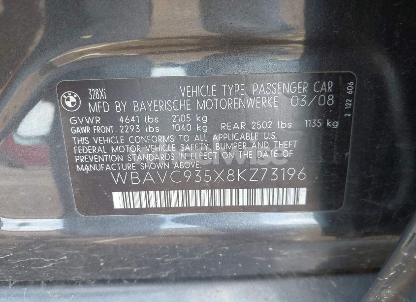 Photo 9 of 2008 Bmw 328xi (VIN WBAVC935X8KZ73196)