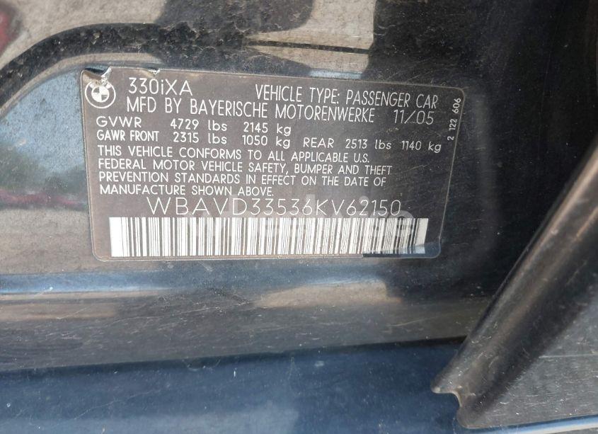 Photo 9 of 2006 Bmw 330xi (VIN WBAVD33536KV62150)