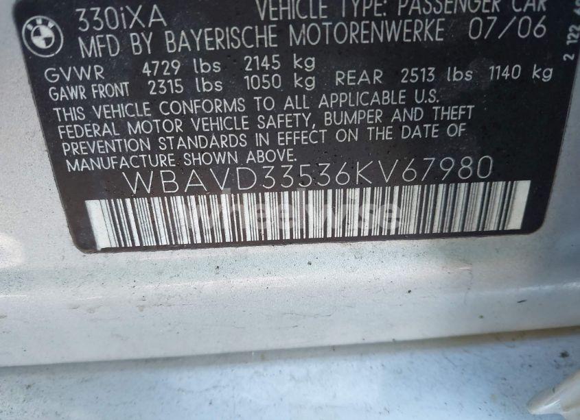 Photo 9 of 2006 Bmw 330xi (VIN WBAVD33536KV67980)