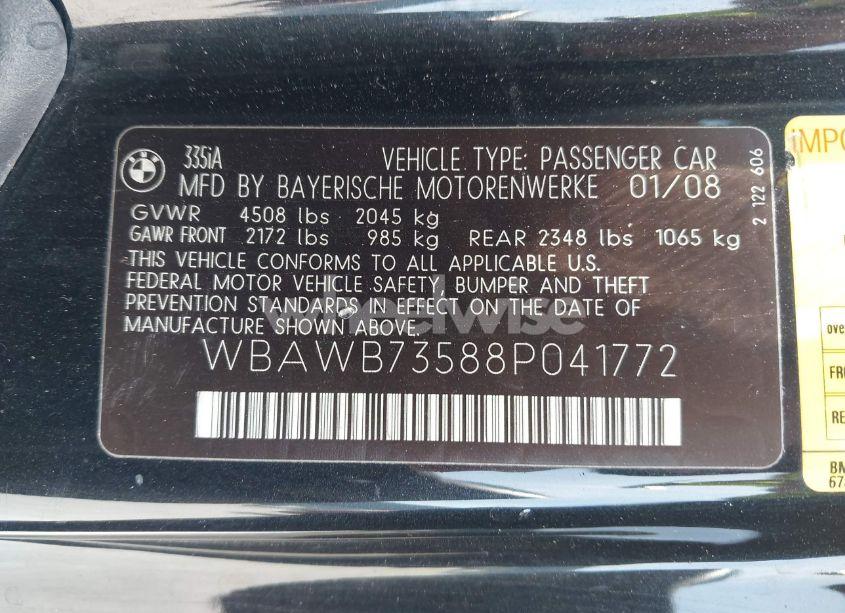 Photo 9 of 2008 Bmw 335i N/A (VIN WBAWB73588P041772)