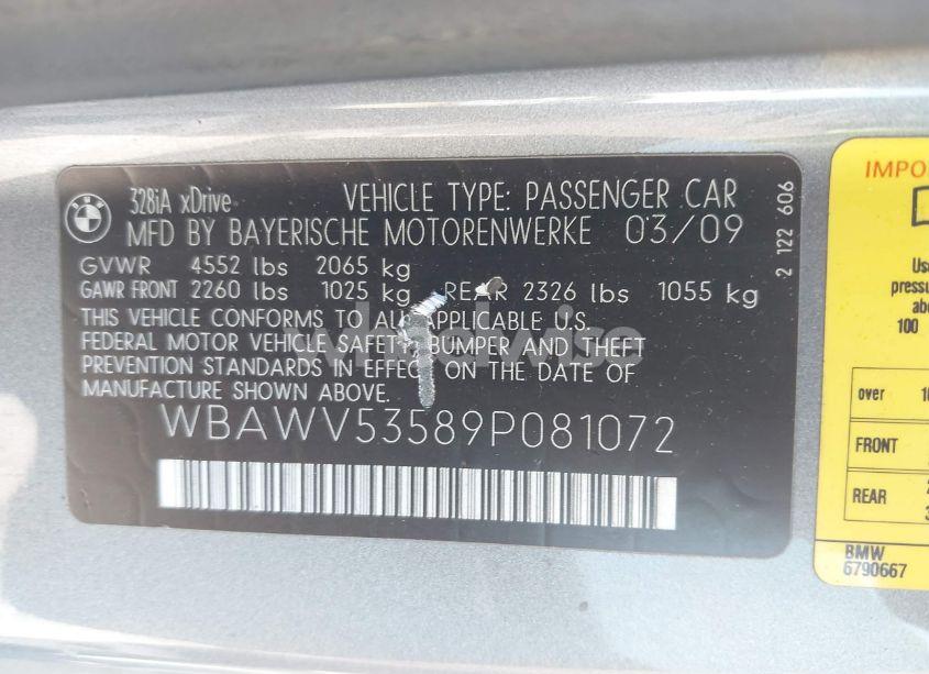 Photo 9 of 2009 Bmw 328i XDRIVE (VIN WBAWV53589P081072)