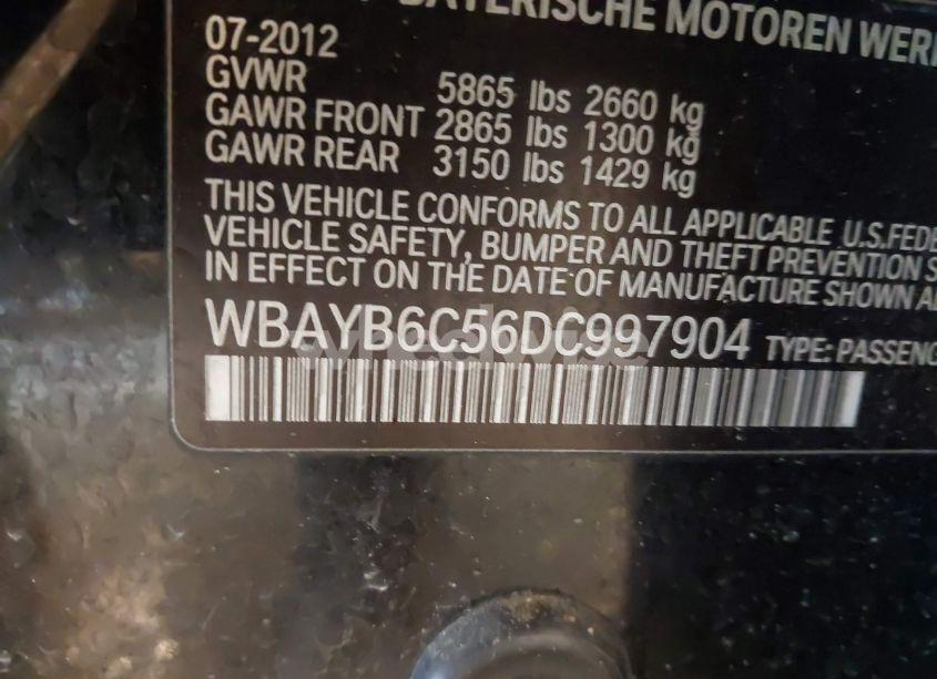 Photo 9 of 2013 Bmw 750i XDRIVE (VIN WBAYB6C56DC997904)