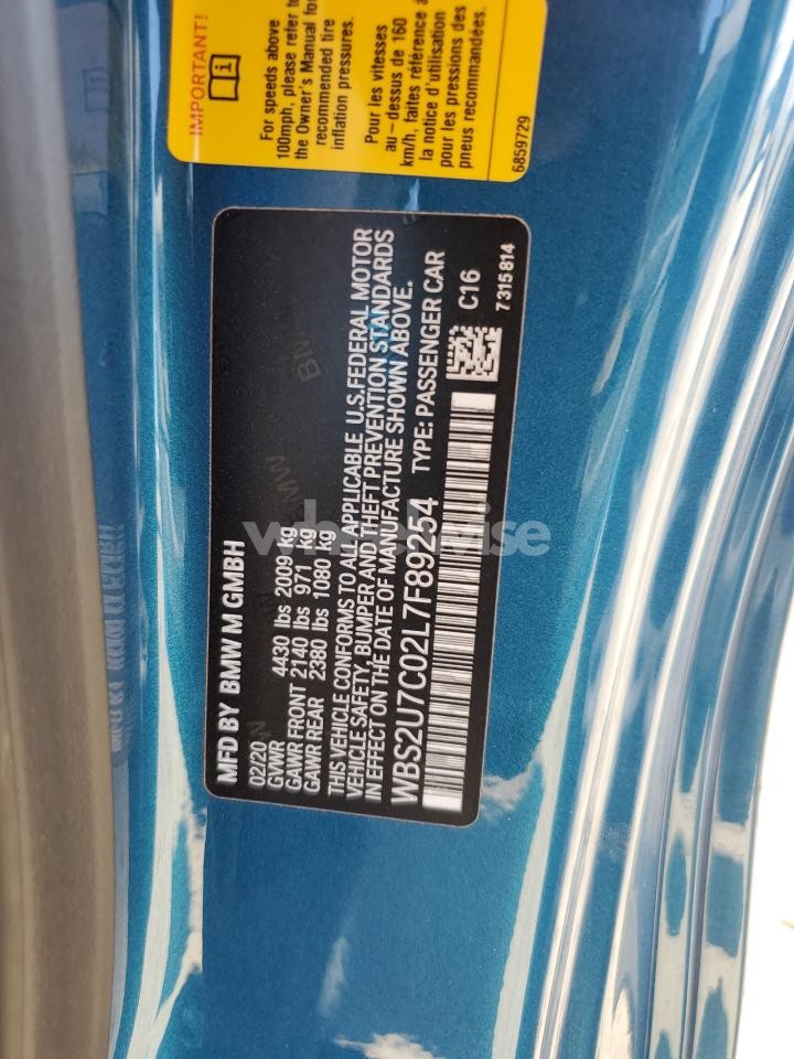 Photo 12 of 2020 BMW M2 COMPETITION (VIN WBS2U7C02L7F89254)