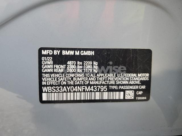 Photo 8 of 2022 BMW M3 COMPETITION (VIN WBS33AY04NFM43795)