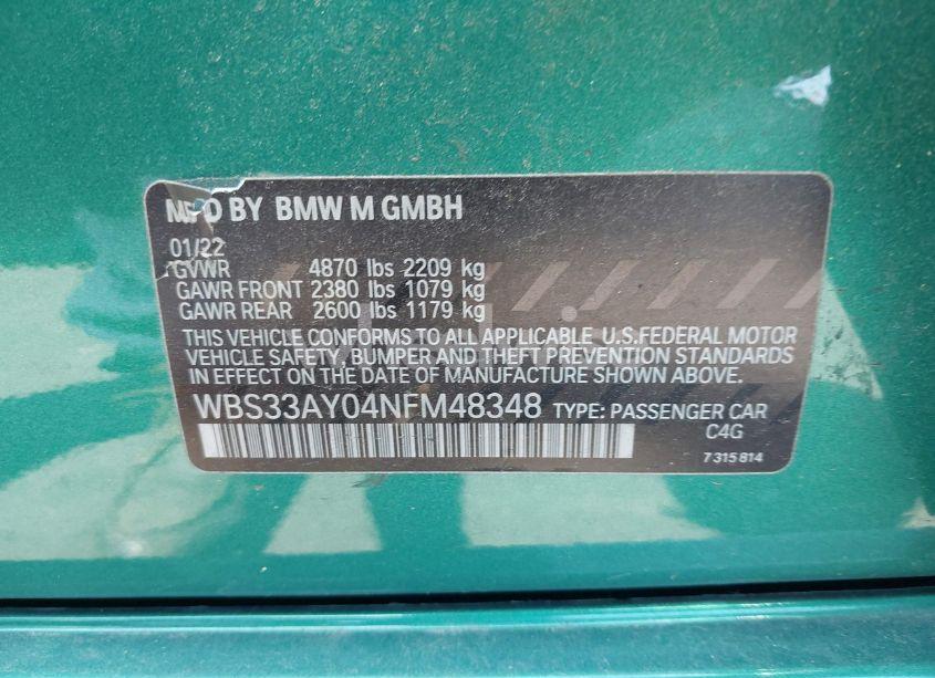 Photo 9 of 2022 Bmw M3 COMPETITION (VIN WBS33AY04NFM48348)