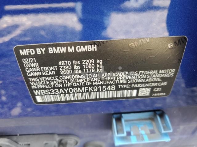 Photo 2 of 2021 BMW M3 COMPETITION (VIN WBS33AY06MFK91548)