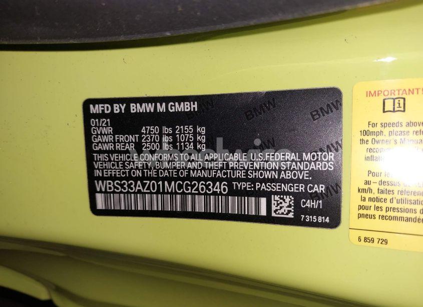 Photo 9 of 2021 Bmw M4 COMPETITION (VIN WBS33AZ01MCG26346)