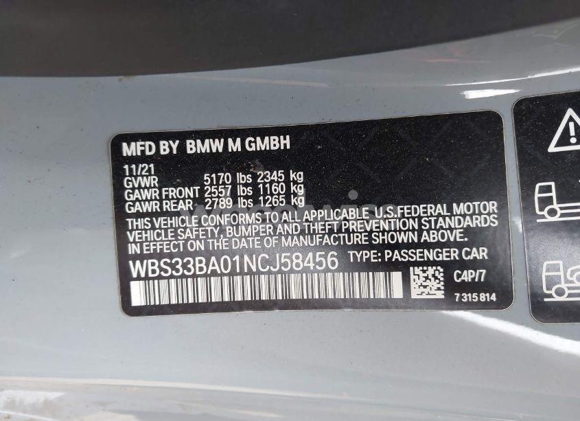 Photo 9 of 2022 Bmw M4 COMPETITION XDRIVE (VIN WBS33BA01NCJ58456)