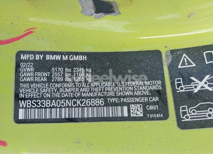 Photo 9 of 2022 Bmw M4 COMPETITION XDRIVE (VIN WBS33BA05NCK26886)