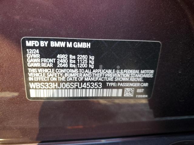 Photo 7 of 2025 BMW M3 COMPETITION (VIN WBS33HJ06SFU45353)