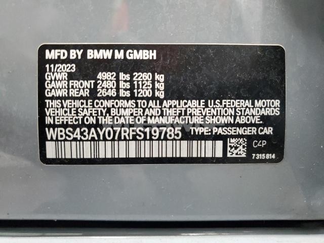 Photo 12 of 2024 BMW M3 COMPETITION (VIN WBS43AY07RFS19785)