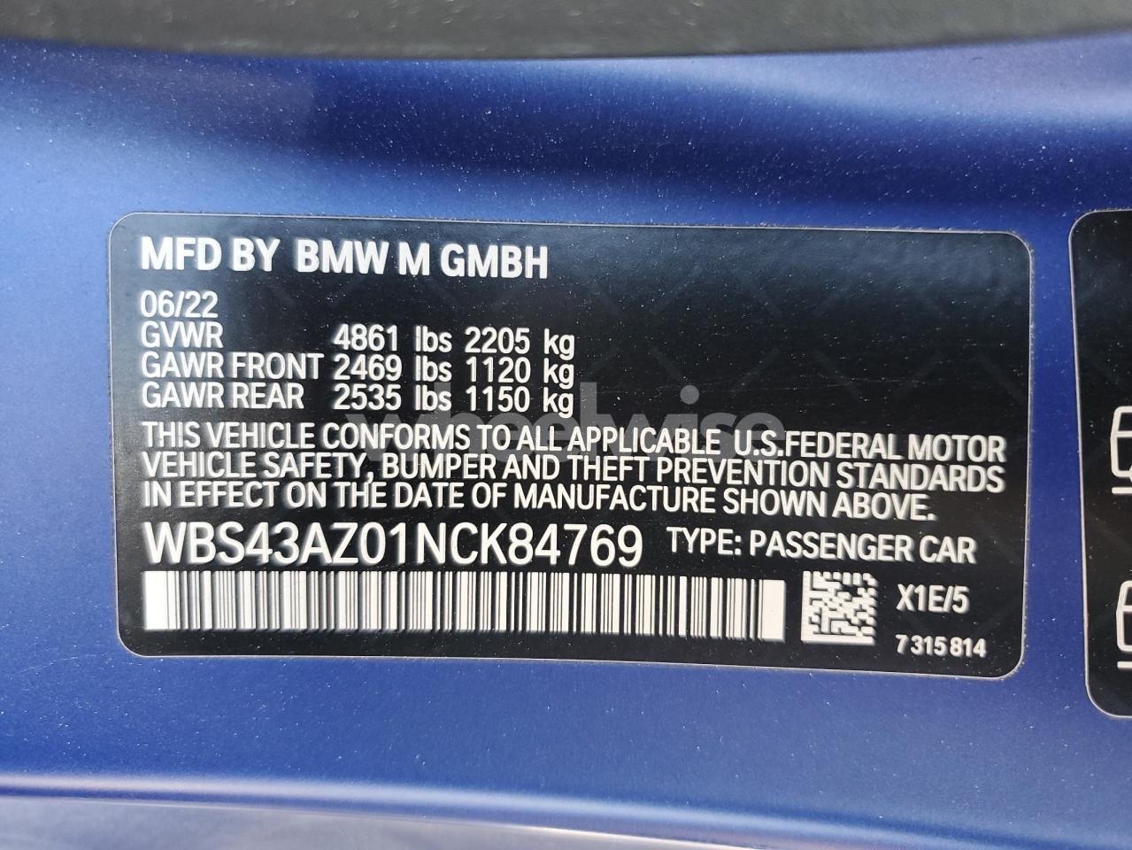 Photo 13 of 2022 BMW M4 COMPETITION (VIN WBS43AZ01NCK84769)