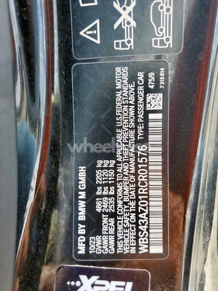 Photo 12 of 2024 BMW M4 COMPETITION (VIN WBS43AZ01RCR01576)