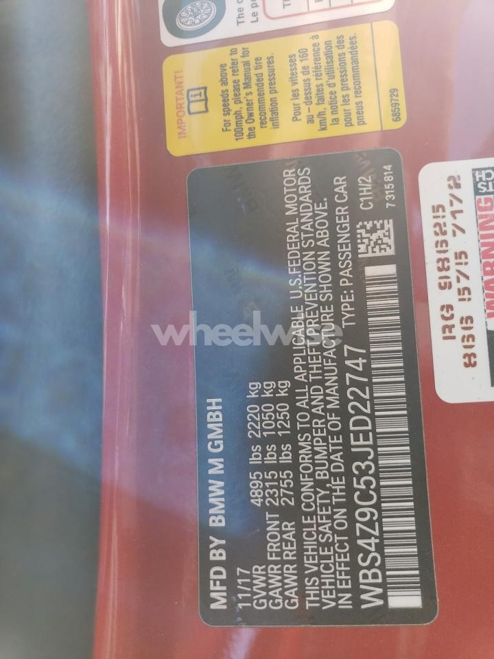 Photo 12 of 2018 BMW M4 (VIN WBS4Z9C53JED22747)