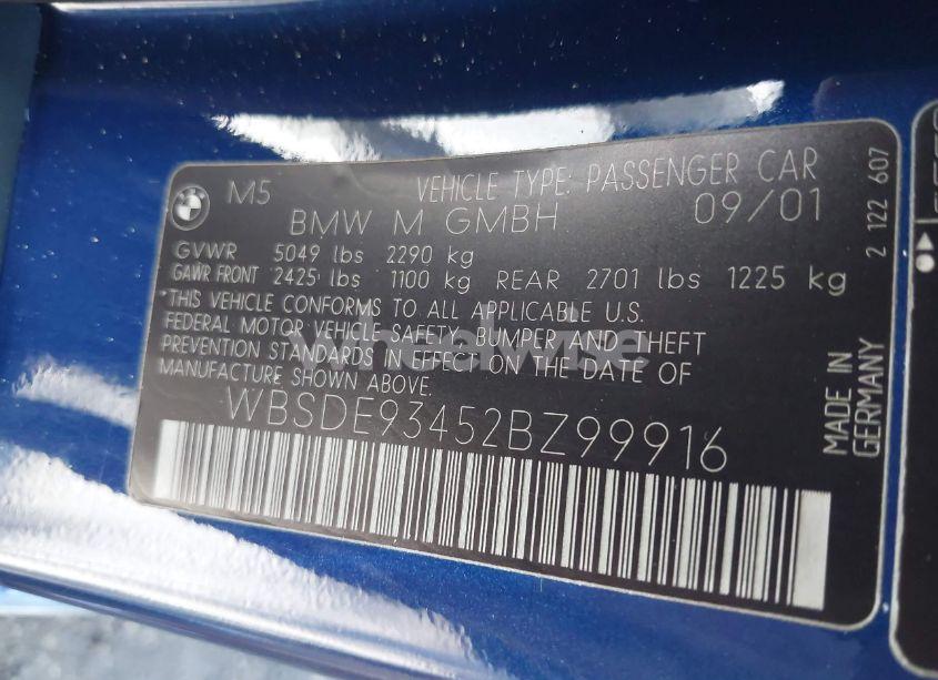 Photo 9 of 2002 Bmw M5 (VIN WBSDE93452BZ99916)