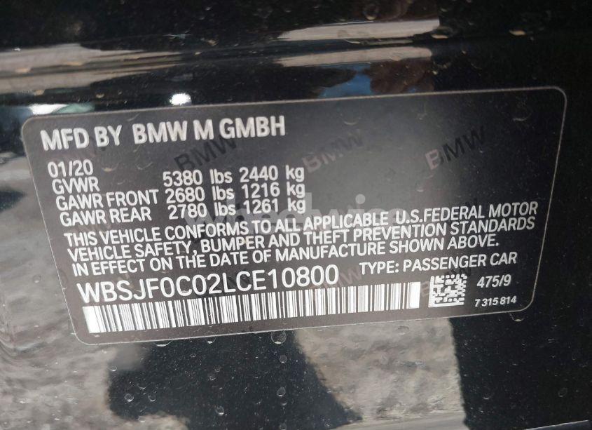 Photo 9 of 2020 Bmw M5 COMPETITION (VIN WBSJF0C02LCE10800)
