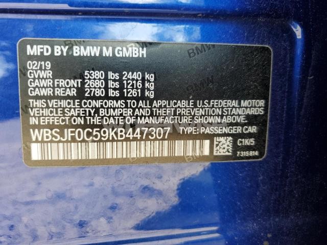 Photo 9 of 2019 BMW M5 (VIN WBSJF0C59KB447307)