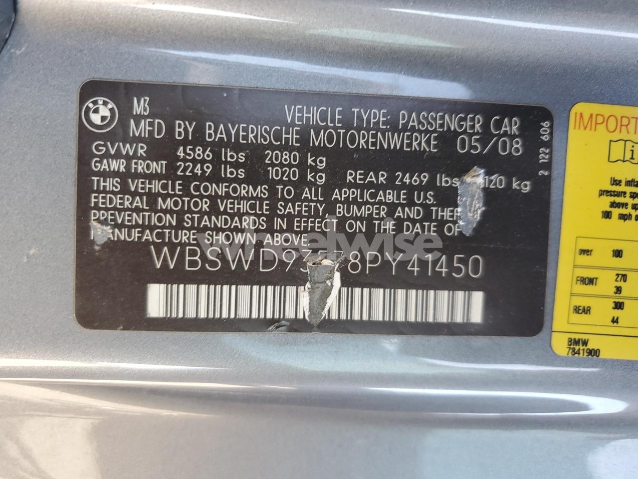 Photo 12 of 2008 BMW M3 (VIN WBSWD93578PY41450)