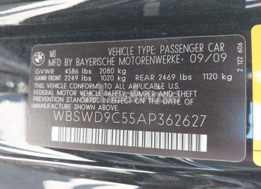 Photo 9 of 2010 Bmw M3 (VIN WBSWD9C55AP362627)