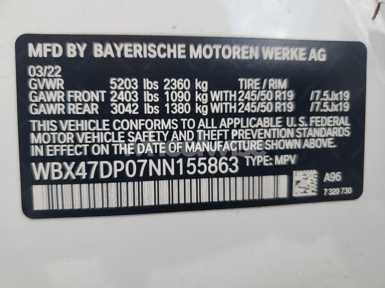 Photo 13 of 2022 BMW X3 SDRIVE30I (VIN WBX47DP07NN155863)
