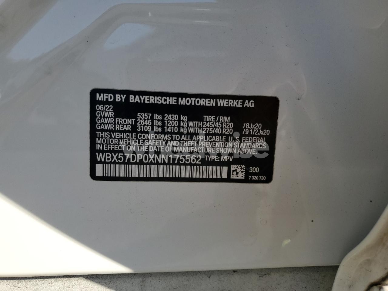 Photo 14 of 2022 BMW X3 XDRIVE30I (VIN WBX57DP0XNN175562)