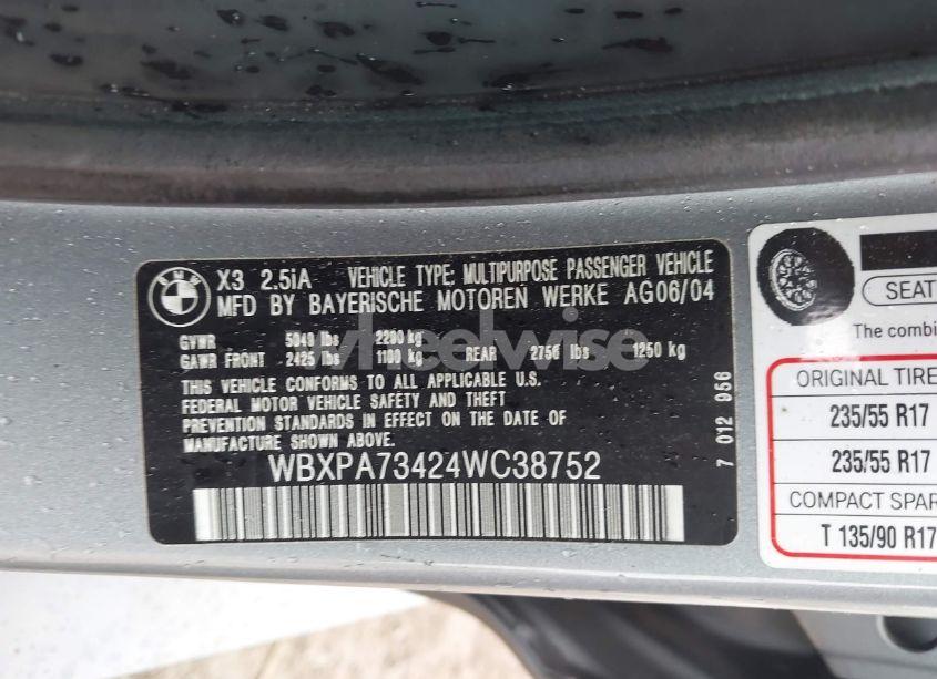 Photo 9 of 2004 Bmw X3 2.5I (VIN WBXPA73424WC38752)