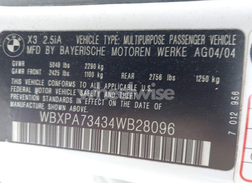 Photo 9 of 2004 Bmw X3 2.5I (VIN WBXPA73434WB28096)