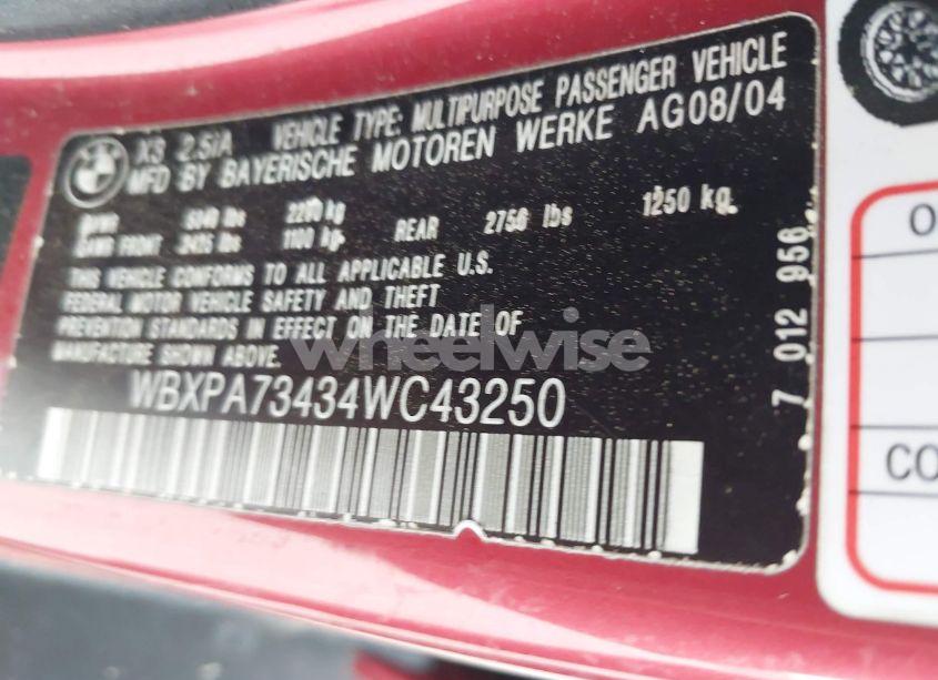 Photo 9 of 2004 Bmw X3 2.5I (VIN WBXPA73434WC43250)