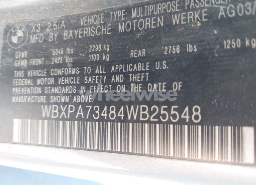 Photo 9 of 2004 Bmw X3 2.5I (VIN WBXPA73484WB25548)