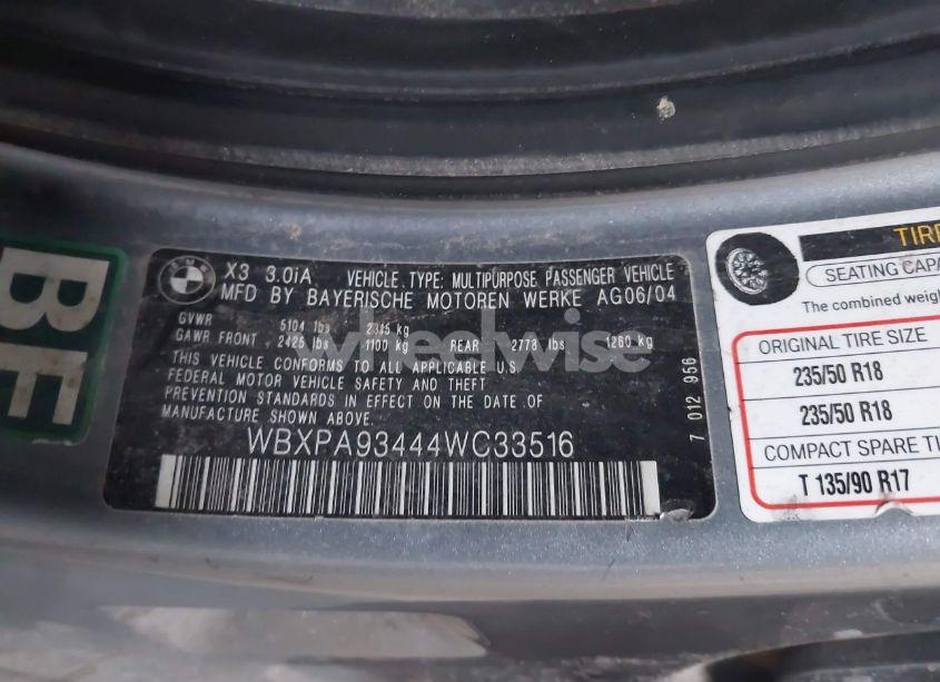 Photo 9 of 2004 Bmw X3 3.0I (VIN WBXPA93444WC33516)