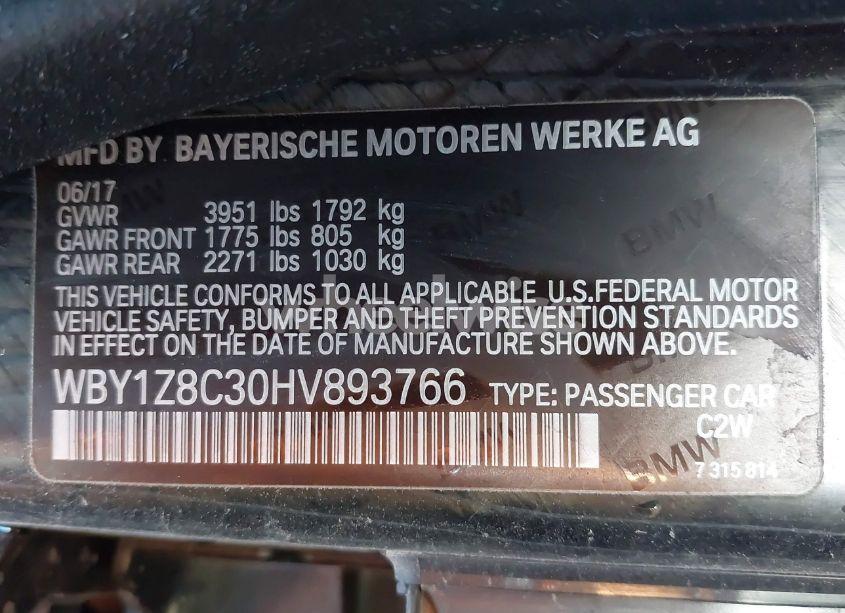 Photo 9 of 2017 Bmw I3 94 AH W/RANGE EXTENDER (VIN WBY1Z8C30HV893766)