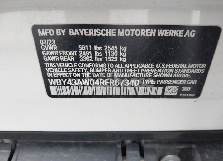 Photo 9 of 2024 Bmw I4 EDRIVE35 (VIN WBY43AW04RFR67340)