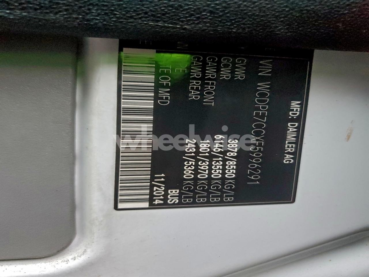 Photo 13 of 2015 FREIGHTLINER SPRINTER 2500 (VIN WCDPE7CCXF5996291)