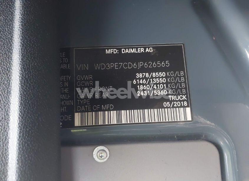 Photo 9 of 2018 Mercedes-benz Sprinter 2500 STANDARD ROOF V6 (VIN WD3PE7CD6JP626565)