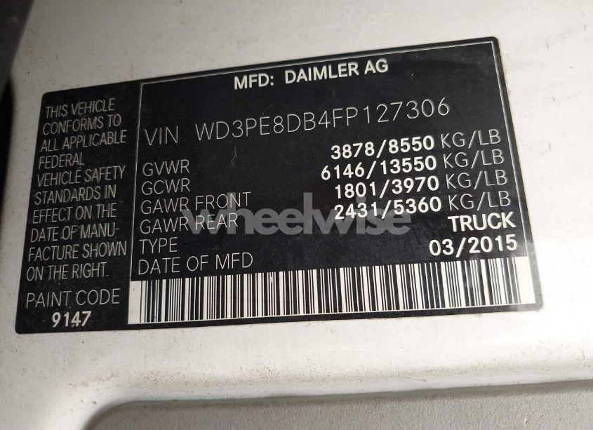 Photo 9 of 2015 Mercedes-benz Sprinter 2500 HIGH ROOF (VIN WD3PE8DB4FP127306)