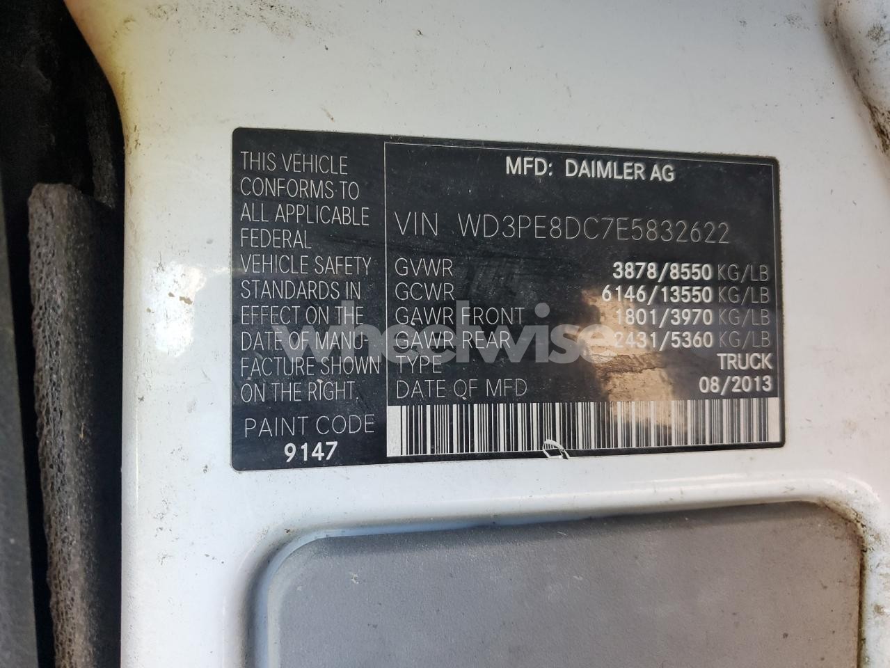 Photo 13 of 2014 MERCEDES BENZ SPRINTER DELIVERY TRUCK (VIN WD3PE8DC7E5832622)