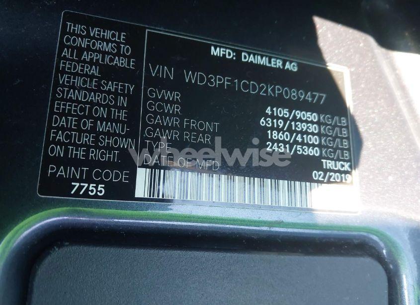 Photo 9 of 2019 Mercedes-benz Sprinter 2500 HIGH ROOF V6 (VIN WD3PF1CD2KP089477)