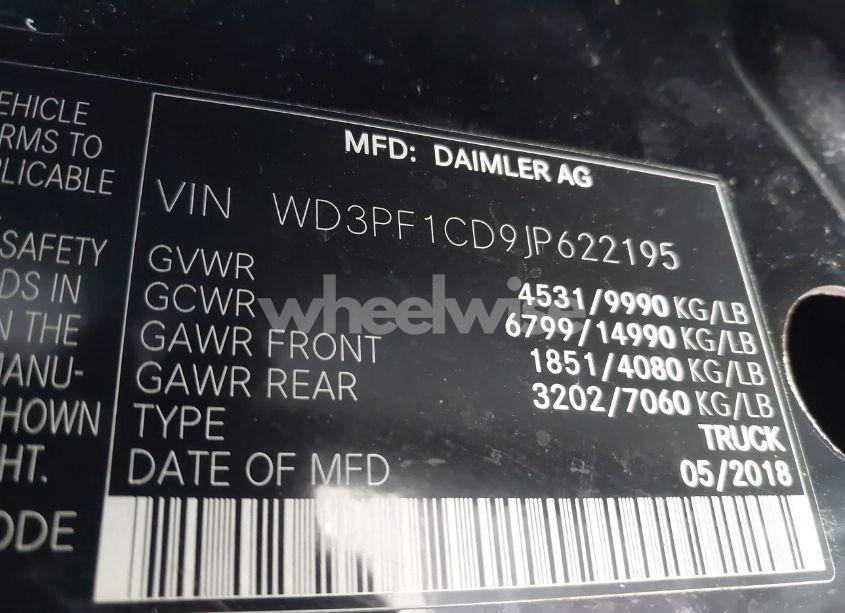 Photo 9 of 2018 Mercedes-benz Sprinter 3500XD HIGH ROOF V6/STANDARD ROOF V6 (VIN WD3PF1CD9JP622195)