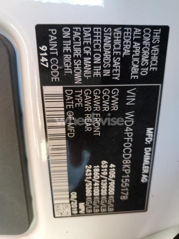 2019 MERCEDES-BENZ SPRINTER 2500/3500 (VIN WD4PF0CD8KP155178) main photo