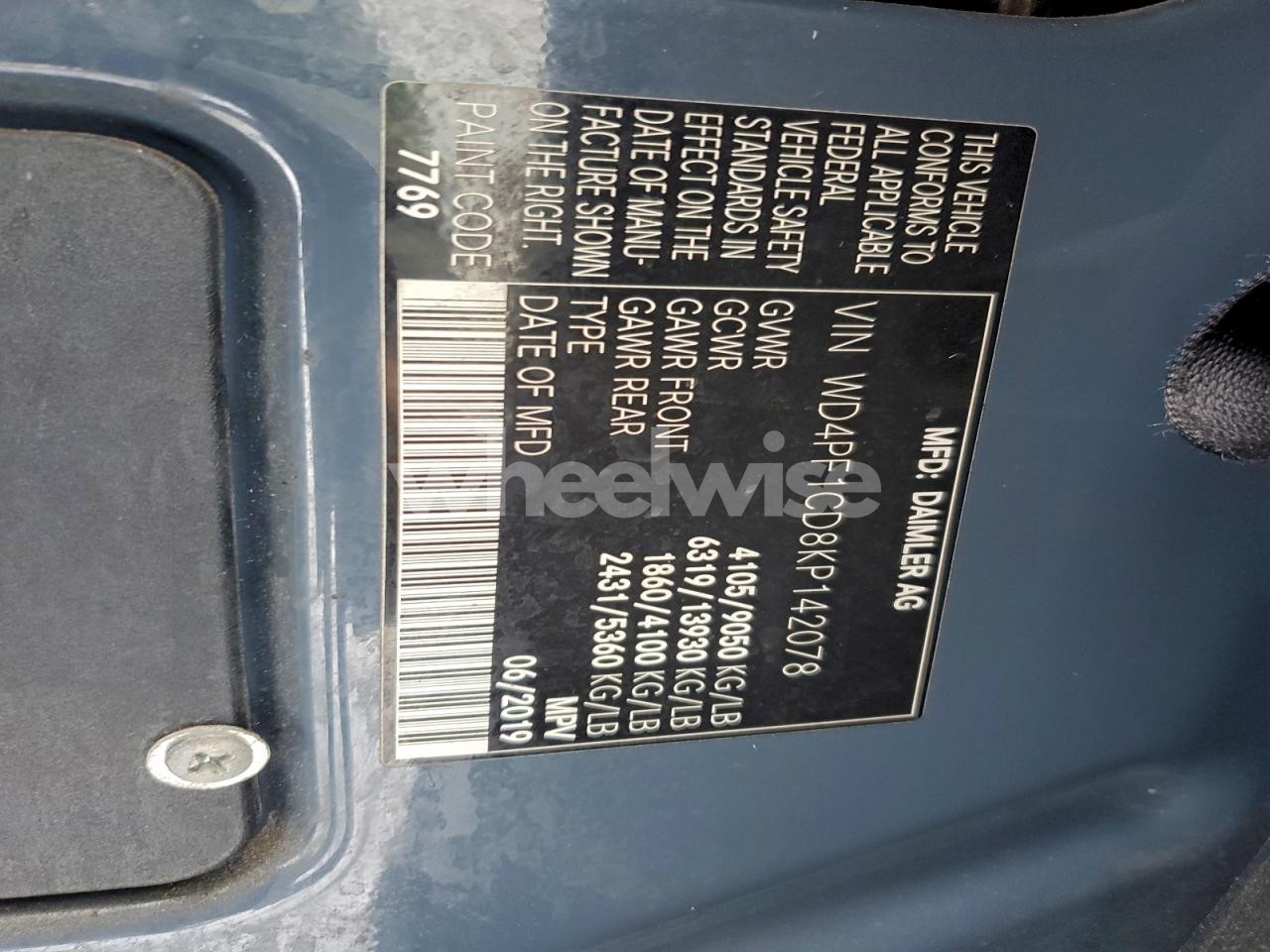 Photo 13 of 2019 MERCEDES BENZ SPRINTER 2500 DELIVERY VAN (VIN WD4PF1CD8KP142078)