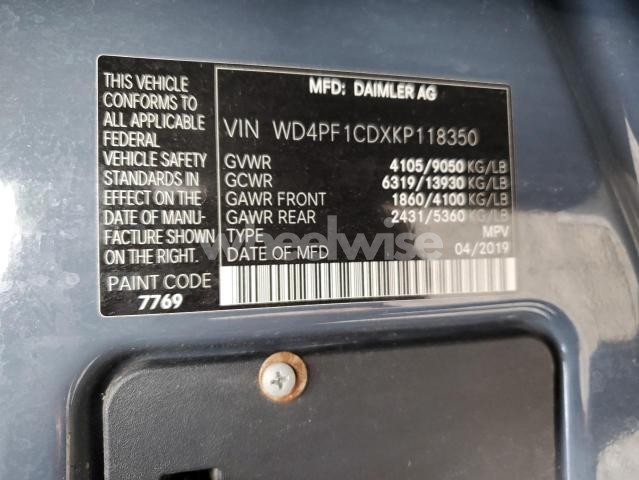 Photo 6 of 2019 MERCEDES-BENZ SPRINTER 2500/3500 (VIN WD4PF1CDXKP118350)
