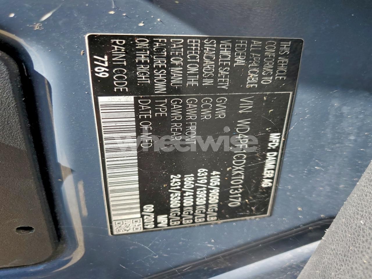 Photo 13 of 2019 MERCEDES-BENZ SPRINTER 2500/3500 (VIN WD4PF1CDXKT013170)
