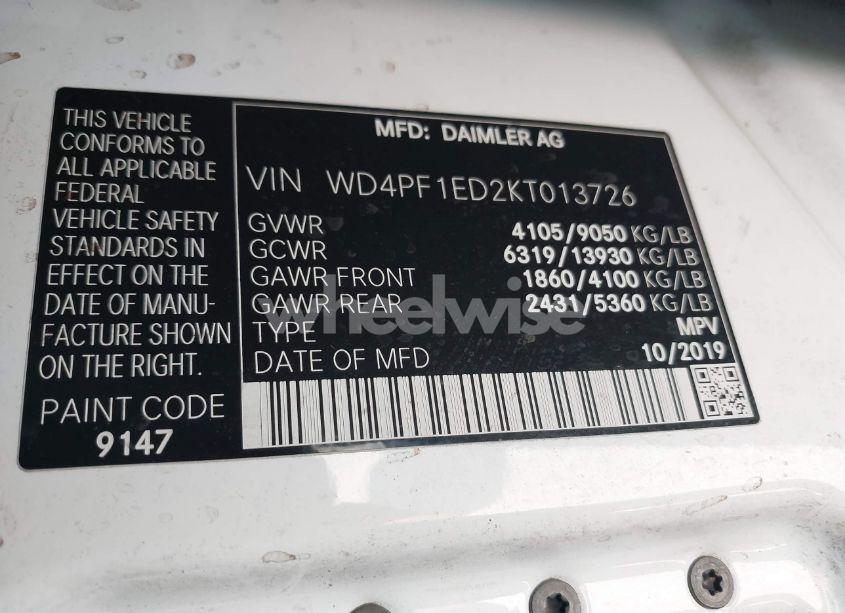 Photo 9 of 2019 Mercedes-benz Sprinter 2500 HIGH ROOF I4 (VIN WD4PF1ED2KT013726)