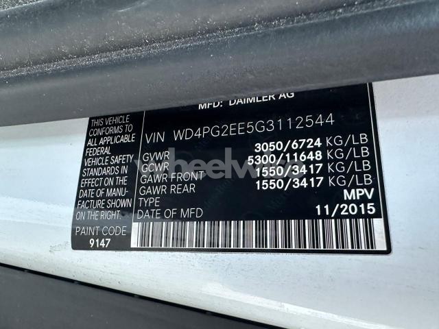 Photo 6 of 2016 MERCEDES-BENZ METRIS (VIN WD4PG2EE5G3112544)