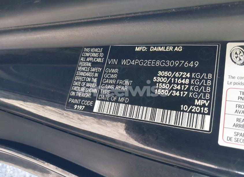 Photo 9 of 2016 Mercedes-benz Metris (VIN WD4PG2EE8G3097649)