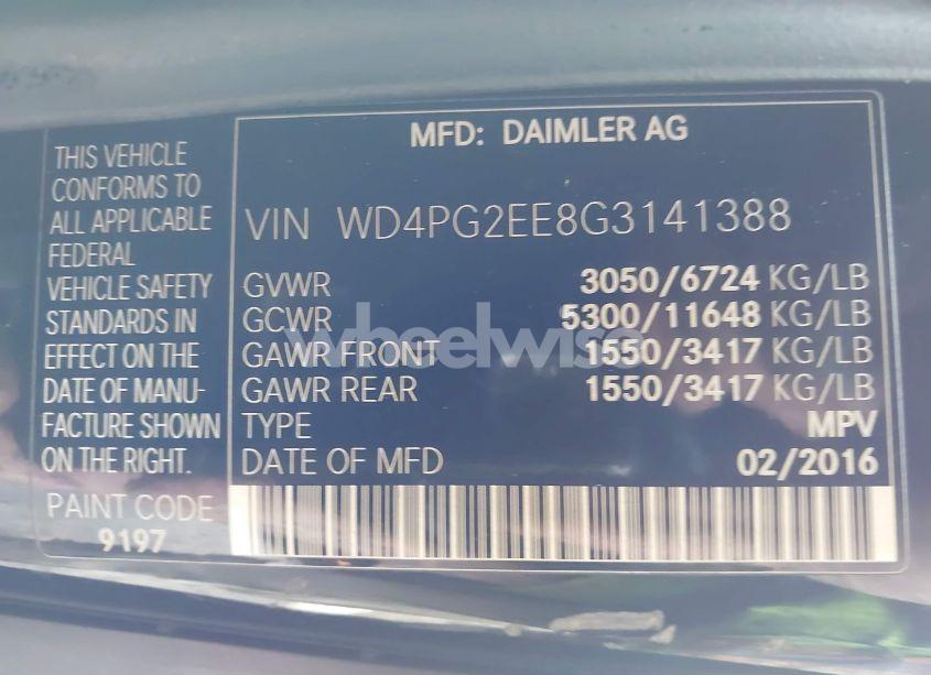 Photo 9 of 2016 Mercedes-benz Metris (VIN WD4PG2EE8G3141388)
