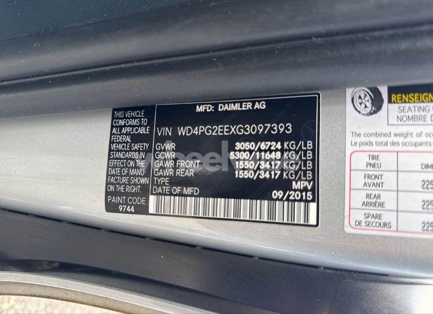Photo 9 of 2016 Mercedes-benz Metris (VIN WD4PG2EEXG3097393)