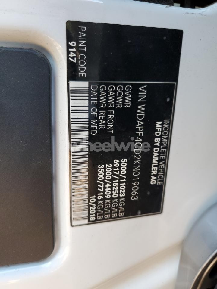 Photo 10 of 2019 MERCEDES-BENZ SPRINTER 3500/4500 (VIN WDAPF4CD2KN019063)