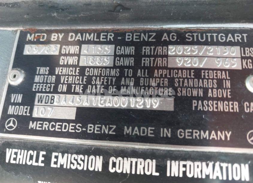 Photo 9 of 1984 Mercedes-benz 380 SL (VIN WDBBA45A1EA001219)